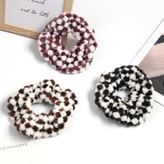 Plaid Plush Block Hair Scrunchies Soft Scrunchie For Women