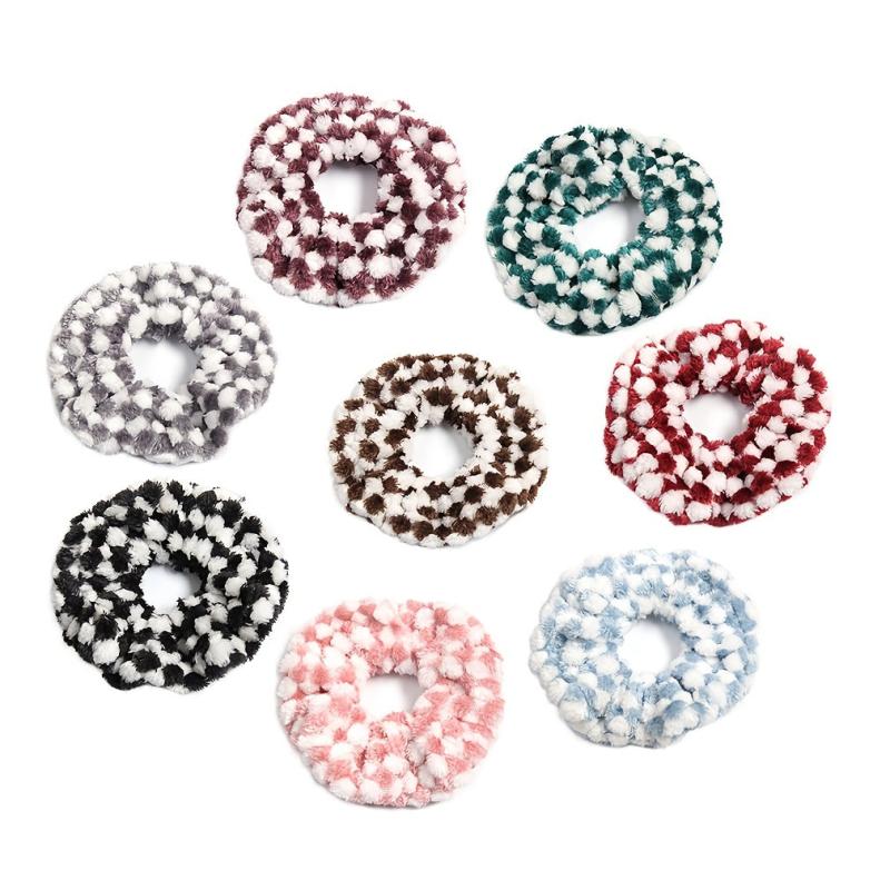 Plaid Plush Block Hair Scrunchies Soft Scrunchie For Women