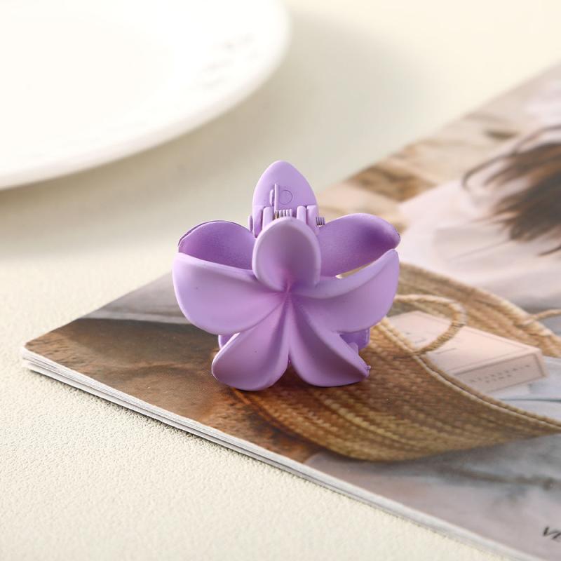 2PCS Frosted Hair Claw Side Clip Set Acrylic Flower Shark Claw Hair Accessories