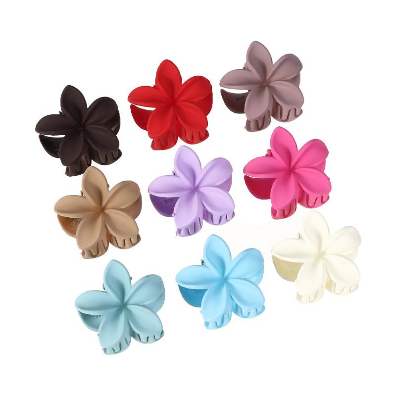 2PCS Frosted Hair Claw Side Clip Set Acrylic Flower Shark Claw Hair Accessories