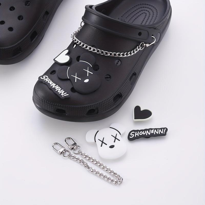 8pcs Cartoon Shoe Charm Set with Chain for Sandal Slipper