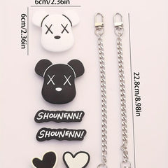 8pcs Cartoon Shoe Charm Set with Chain for Sandal Slipper