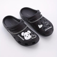 8pcs Cartoon Shoe Charm Set with Chain for Sandal Slipper