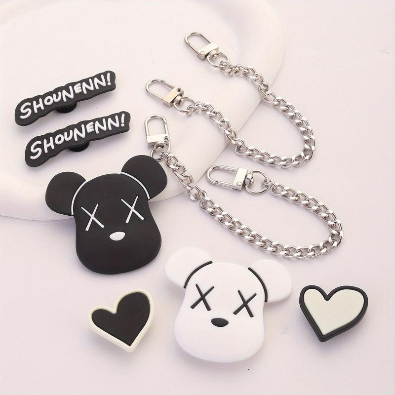 8pcs Cartoon Shoe Charm Set with Chain for Sandal Slipper