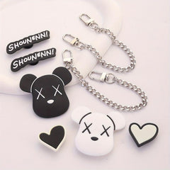 8pcs Cartoon Shoe Charm Set with Chain for Sandal Slipper