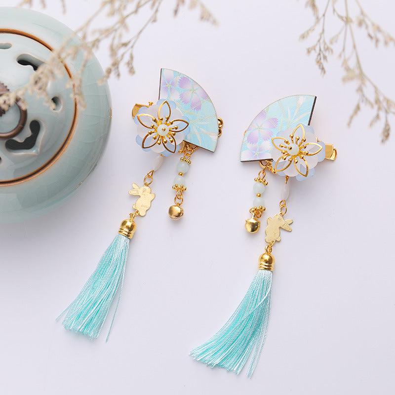 Rabbit Flower Hairpin Tassel Hair Clip Headdress for Girl