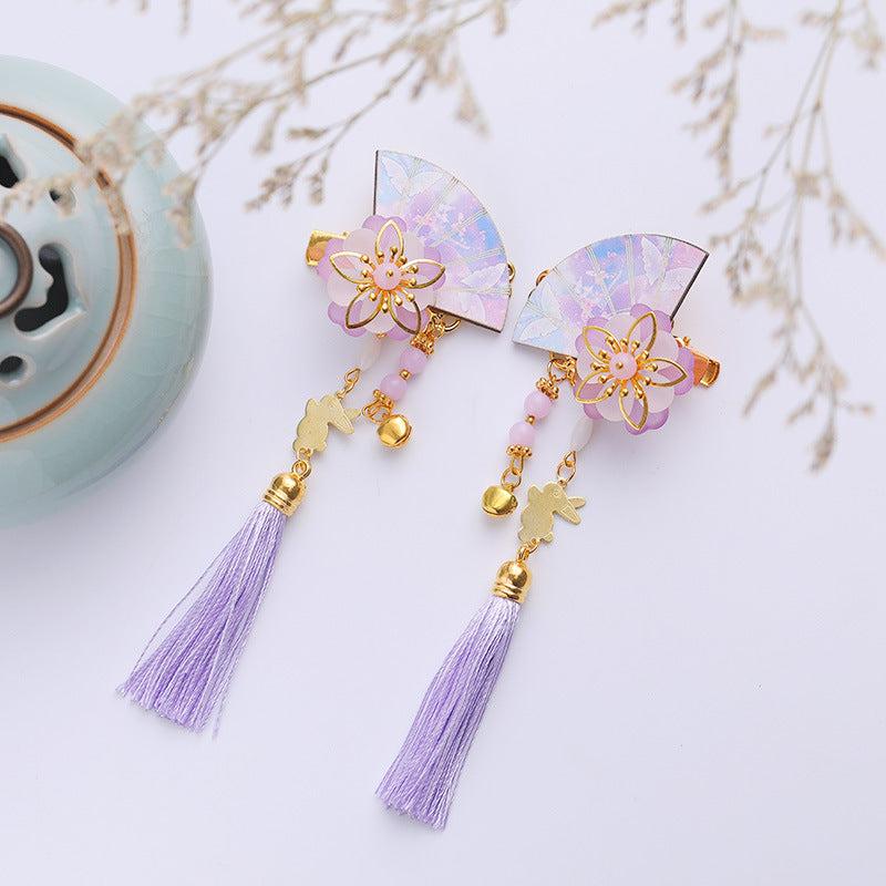 Rabbit Flower Hairpin Tassel Hair Clip Headdress for Girl
