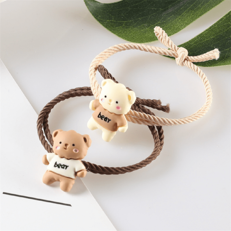 Little Bear Hair Ties Resin Hand Painted Animals Toddle Hair Accessories