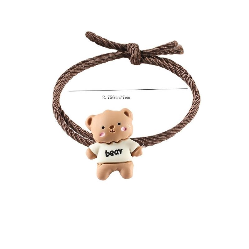 Little Bear Hair Ties Resin Hand Painted Animals Toddle Hair Accessories