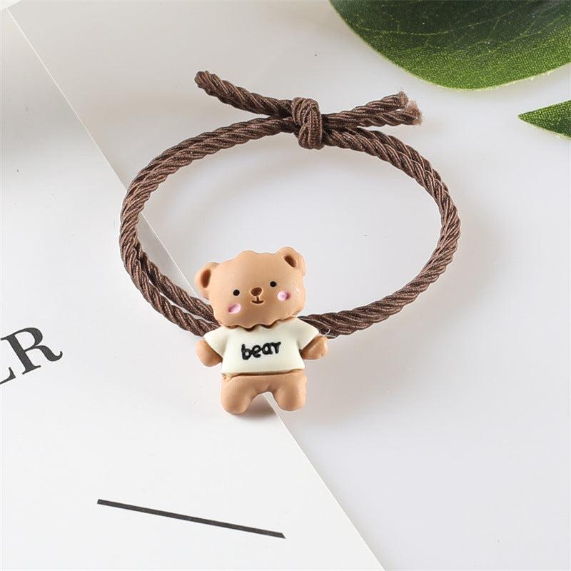 Little Bear Hair Ties Resin Hand Painted Animals Toddle Hair Accessories