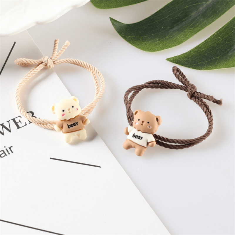 Little Bear Hair Ties Resin Hand Painted Animals Toddle Hair Accessories