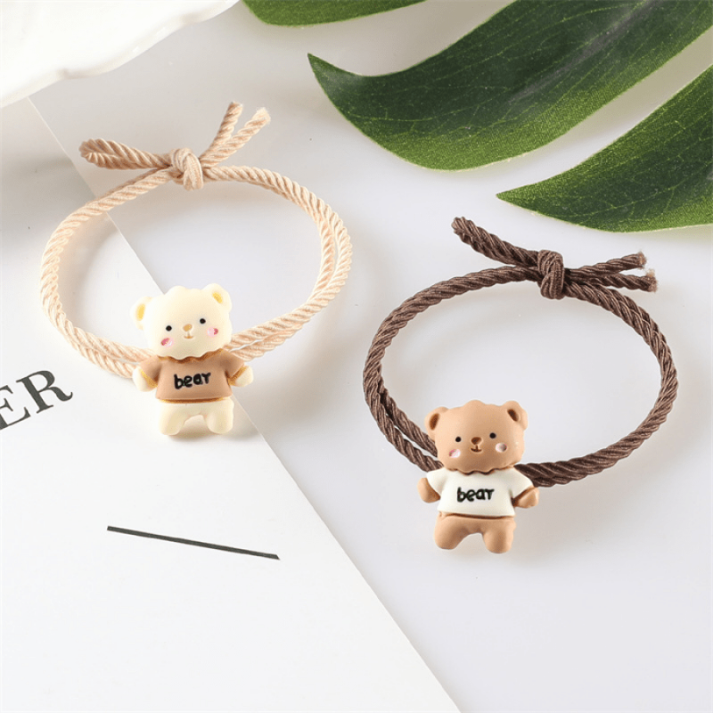 Little Bear Hair Ties Resin Hand Painted Animals Toddle Hair Accessories