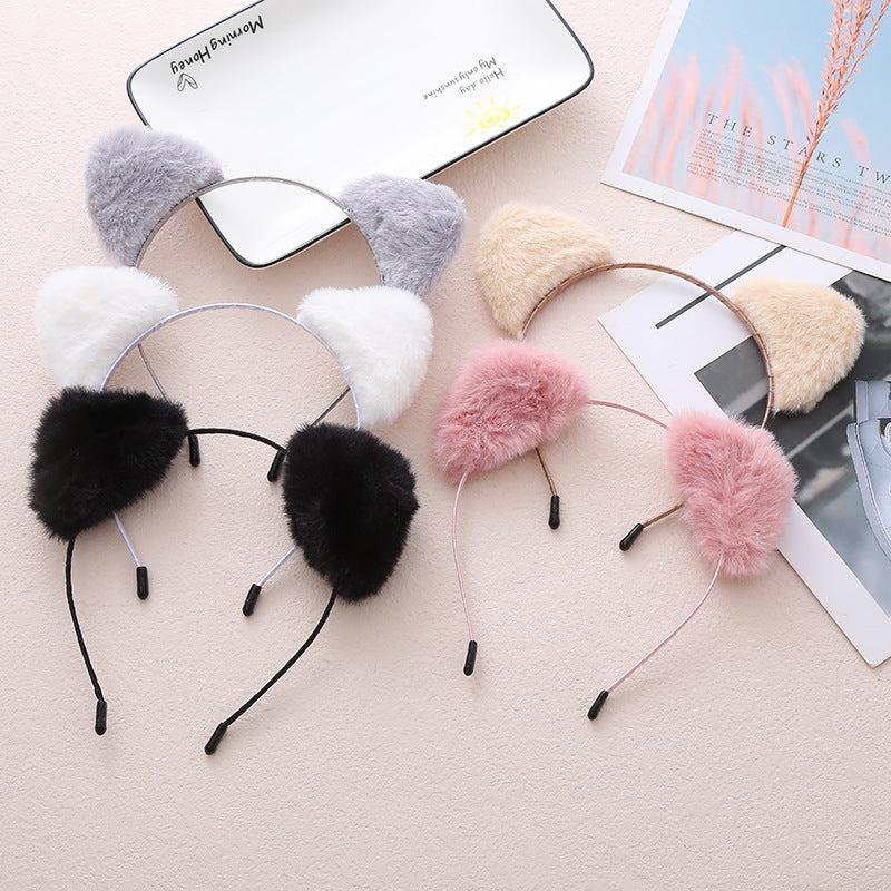 Cartoon Plush Cat Ears Headband Fluffy Costume Halloween Accessories