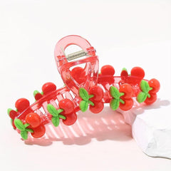 Red Fruit Hair Claw Strawberry Cherry Clip Ponytail Holder for Women Girls