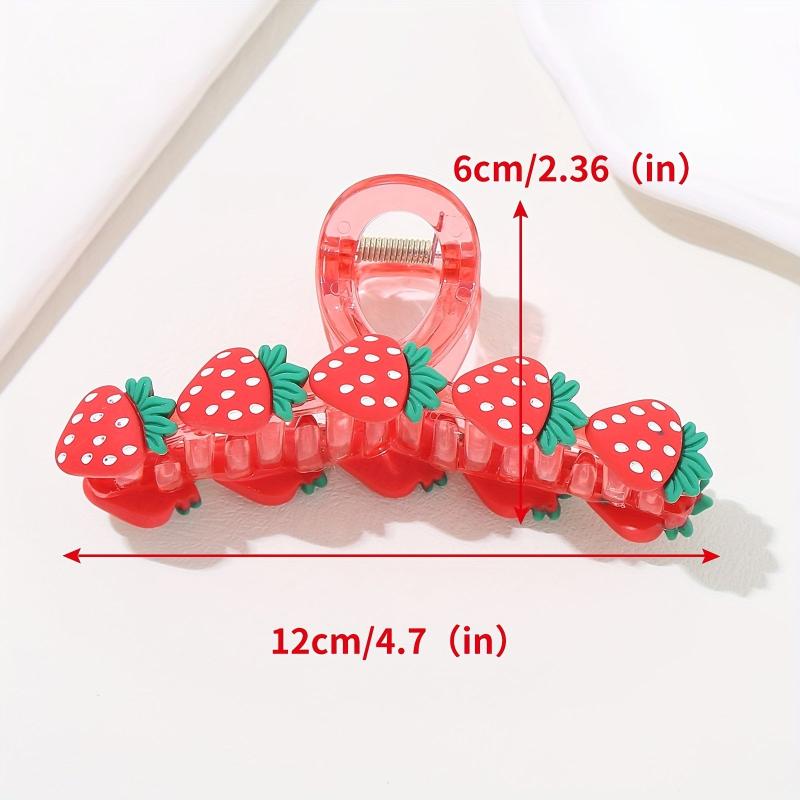 Red Fruit Hair Claw Strawberry Cherry Clip Ponytail Holder for Women Girls