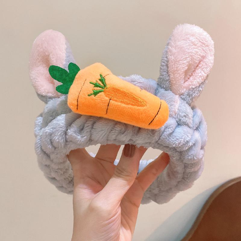 Carrot Rabbit Ear Makeup Headband For Women Girls Face Washing Hairband