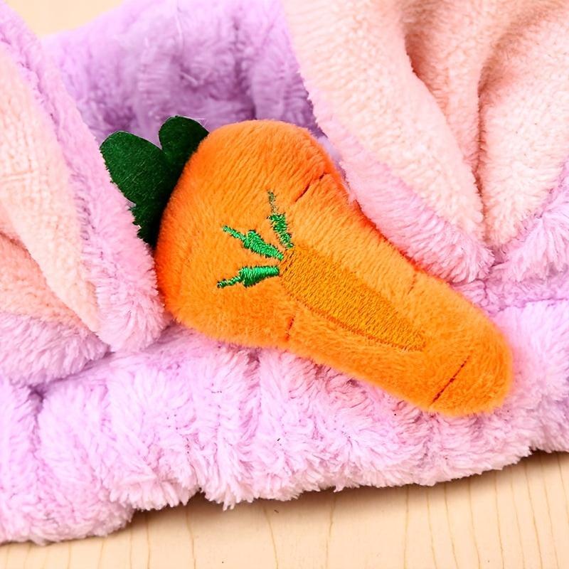 Carrot Rabbit Ear Makeup Headband For Women Girls Face Washing Hairband