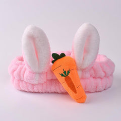 Carrot Rabbit Ear Makeup Headband For Women Girls Face Washing Hairband