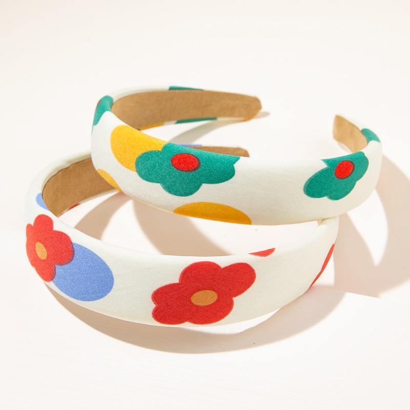 Soft Flower Dotted Pattern Headbands Hair Accessories For Girls
