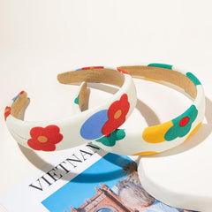 Soft Flower Dotted Pattern Headbands Hair Accessories For Girls