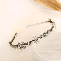 Baroque Pearl Rhinestone Flower Headband Sparkle Headdress