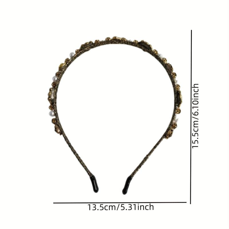 Baroque Pearl Rhinestone Flower Headband Sparkle Headdress
