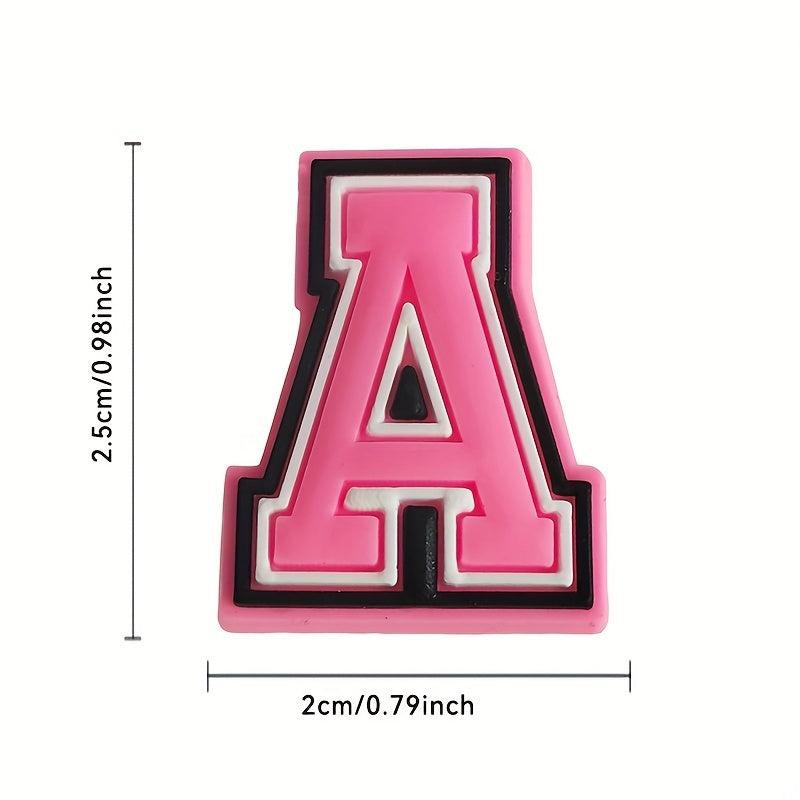 37Pcs Pink Letter Shoe Charms DIY Sandals Decorate Accessories Buckle