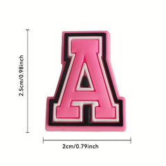 37Pcs Pink Letter Shoe Charms DIY Sandals Decorate Accessories Buckle