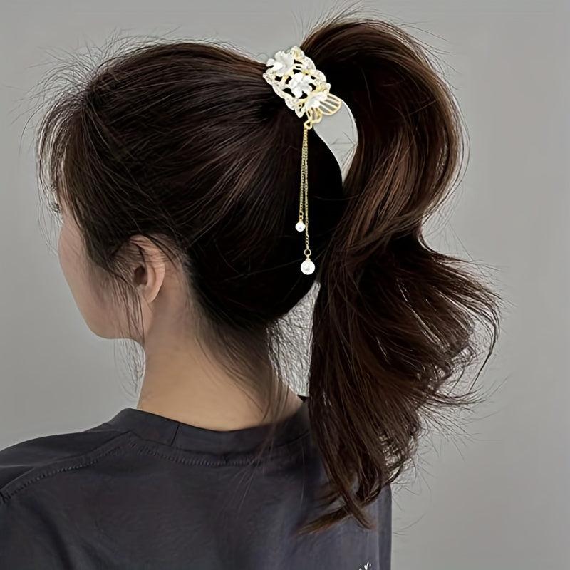 3pcs Rhinestone Flower Fish Hair Clip with Pearl Pendant
