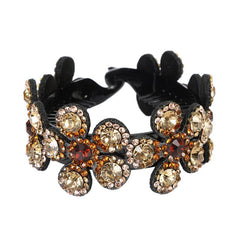 Rhinestone Flower Hair Claw for Women Head Bun Ponytail Holder