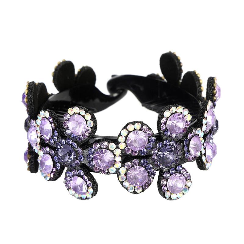 Rhinestone Flower Hair Claw for Women Head Bun Ponytail Holder