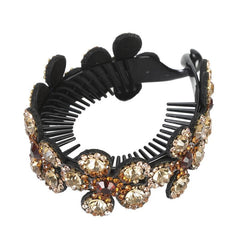 Rhinestone Flower Hair Claw for Women Head Bun Ponytail Holder