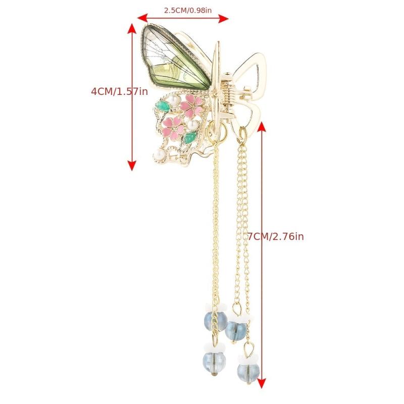 Butterfly Hair Clip Tassel Beaded Small Claw Clip For Women Girls