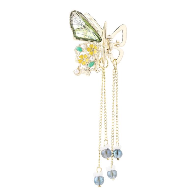 Butterfly Hair Clip Tassel Beaded Small Claw Clip For Women Girls