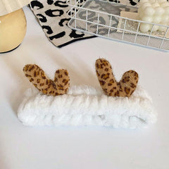 Leopard Antlers Makeup Headband Plush Hairband