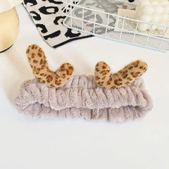 Leopard Antlers Makeup Headband Plush Hairband