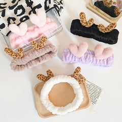Leopard Antlers Makeup Headband Plush Hairband