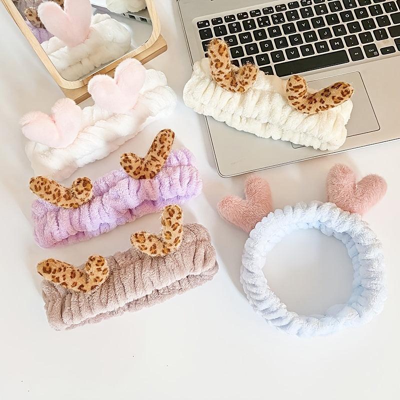 Leopard Antlers Makeup Headband Plush Hairband
