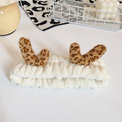 Leopard Antlers Makeup Headband Plush Hairband