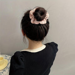 6pcs Pink Retro Hairpin Knitted Scrunchie Hair Rope Accessories