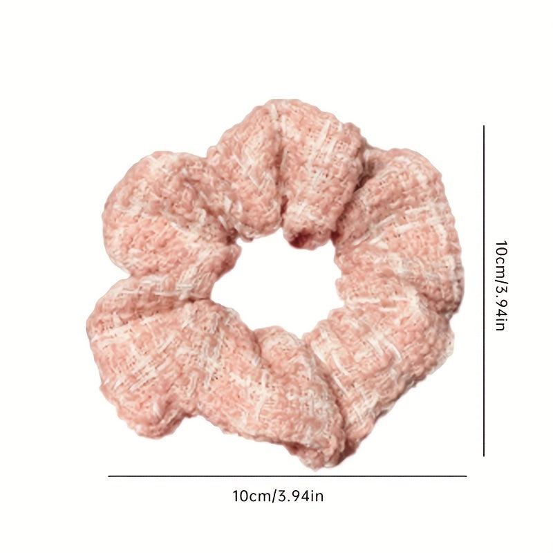 6pcs Pink Retro Hairpin Knitted Scrunchie Hair Rope Accessories