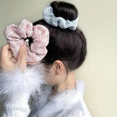 6pcs Pink Retro Hairpin Knitted Scrunchie Hair Rope Accessories