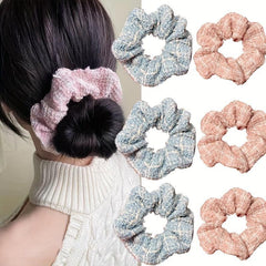 6pcs Pink Retro Hairpin Knitted Scrunchie Hair Rope Accessories