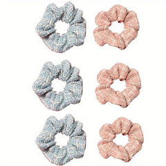 6pcs Pink Retro Hairpin Knitted Scrunchie Hair Rope Accessories
