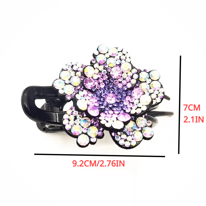 Vintage Rhinestone Flower Hair Claw Clips