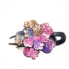 Vintage Rhinestone Flower Hair Claw Clips