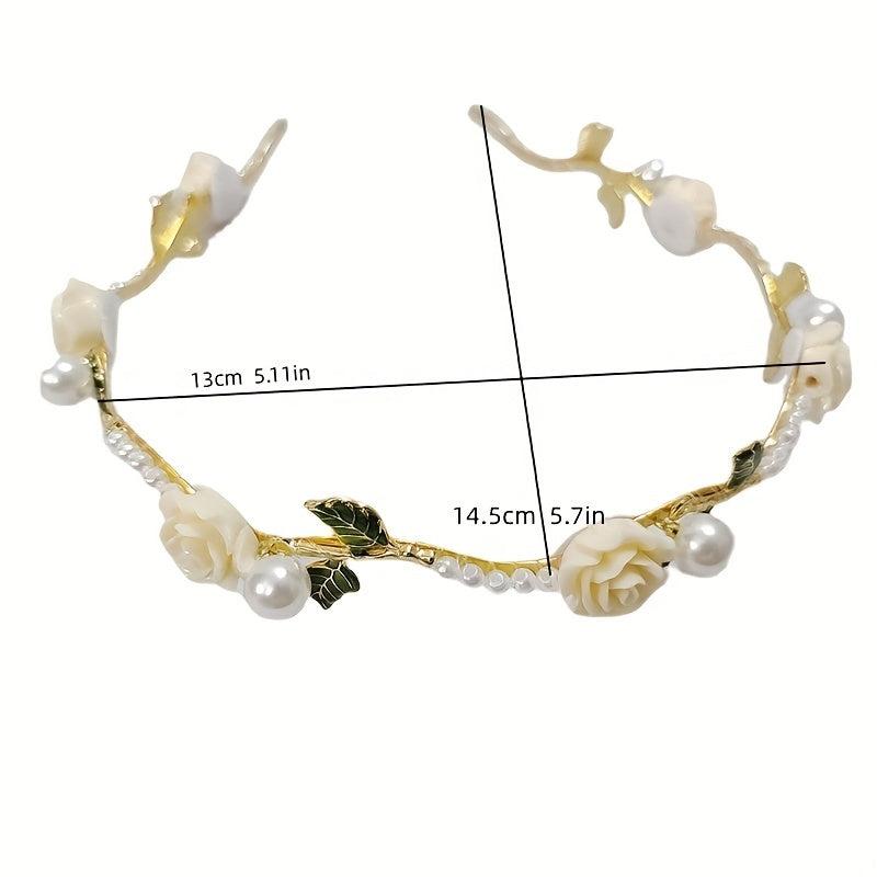 Vintage Metal Hair Band with Resin Flower for Women Girls