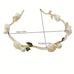 Vintage Metal Hair Band with Resin Flower for Women Girls