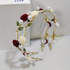 Vintage Metal Hair Band with Resin Flower for Women Girls