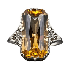 Engagement Band Ring Yellow Crystal Women Ring